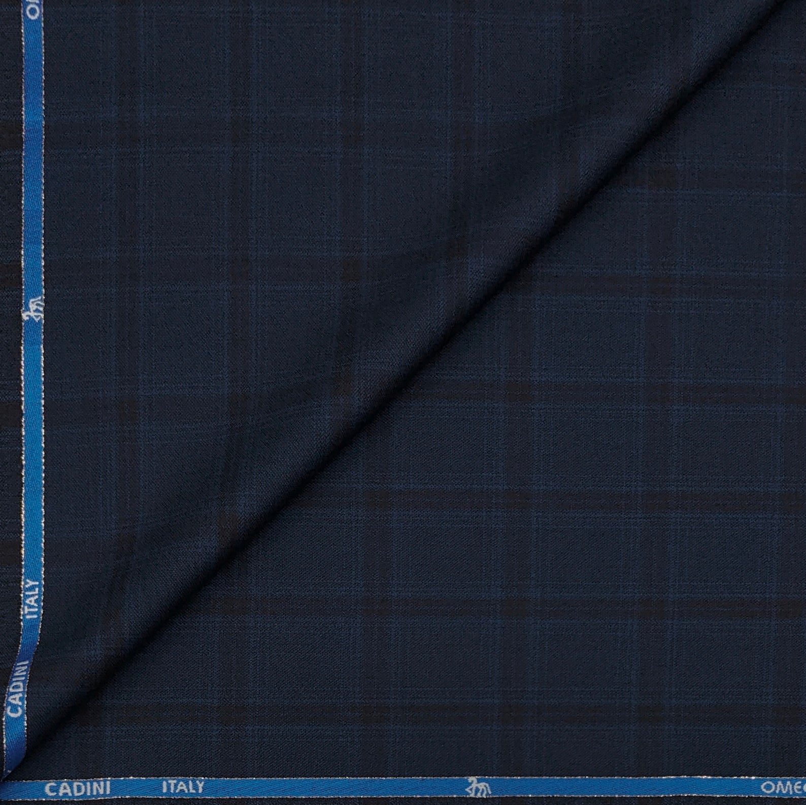 Trouser Fabric Canetti Italy Merino 110s Wool Blend Broad Check Colour Space Blue